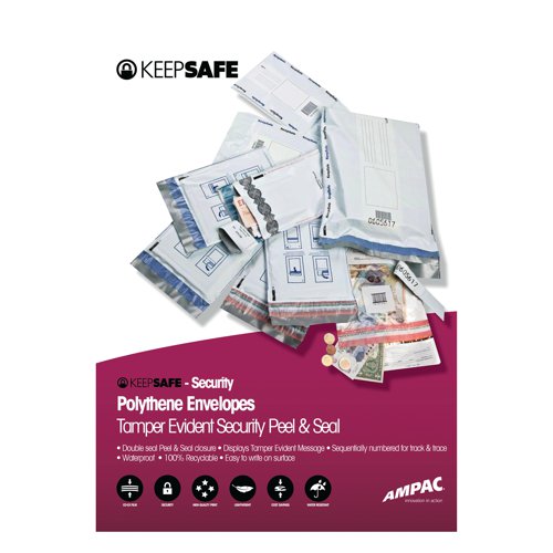 Ampac C5 Envelope 165x260mm Tamper Evident Security Opaque (Pack of 20) KSTE-1 Polythene Envelopes PB36487