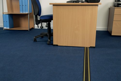 The D-Line Floor Cable Cover reduces the amount of trailing cables that you have in your office, preventing accidents and keeping your workforce at its best. With a bright yellow and black design, the cover is obvious and catches the eye to prevent tripping. The back of the cable cover is designed not to slip, meaning that you are not simply trading one accident-in-waiting for another. The inner channel of this cover measures 30x10mm, suitable for a range of common cables.