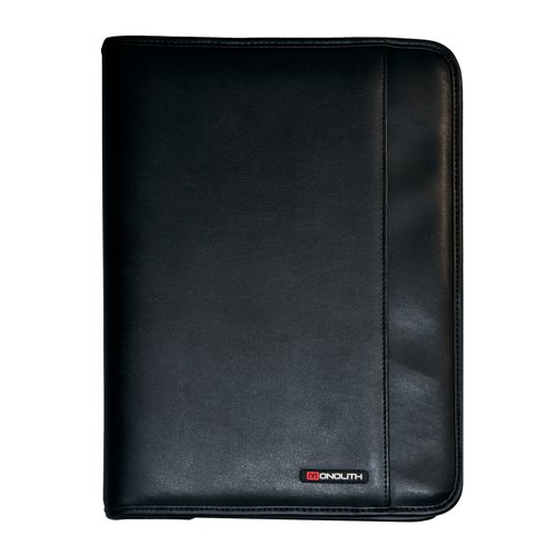 Monolith Leather Look Zipped Ring Binder A4 Black 2926