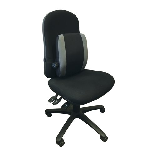 Ideal for use with all kinds of seating, this Contour Ergonomics lumbar support is designed to provide adaptable and comfortable support for the spine. It features an internal adjustable lumbar support mechanism which, by way of the adjusting knob, expands the lumbar support by up to 35mm, as well as an adjustable strap that fits any chair. Made of unique, long lasting sponge, the lumbar support is designed to retain its shape and also has a removable cover for easy cleaning. This lumbar support measures W330 x D70 x H350mm.