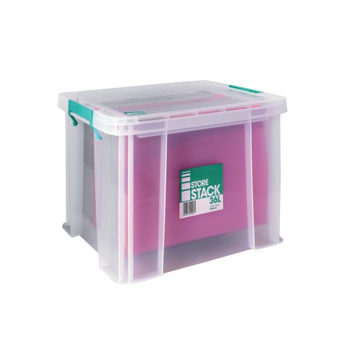 RB90124 StoreStack 36 Litre Storage Box W480xD380xH320mm Clear RB90124