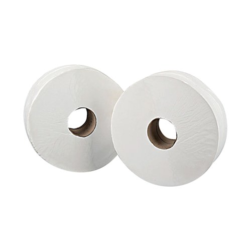 2Work 2-Ply Jumbo Toilet Roll 60mm Core (Pack of 6) J26400VW - VOW - KF03810 - McArdle Computer and Office Supplies