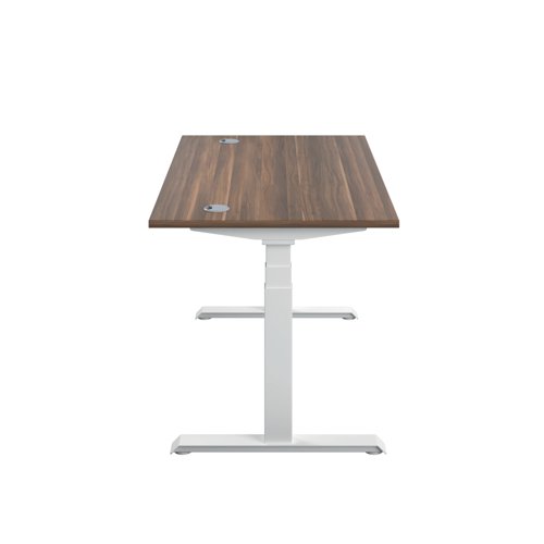 Jemini Sit/Stand Desk with Cable Ports 1200x800x630-1290mm Dark Walnut/White KF809753