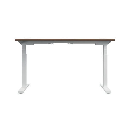 Jemini Sit/Stand Desk with Cable Ports 1200x800x630-1290mm Dark Walnut/White KF809753 | KF809753 | VOW