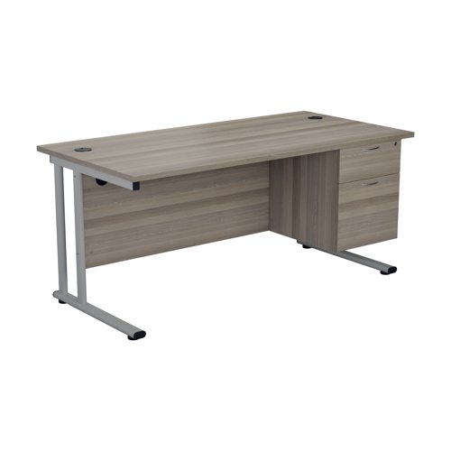 Jemini 2 Drawer Fixed Pedestal 404x655x495mm Grey Oak KF74413 - VOW - KF74413 - McArdle Computer and Office Supplies