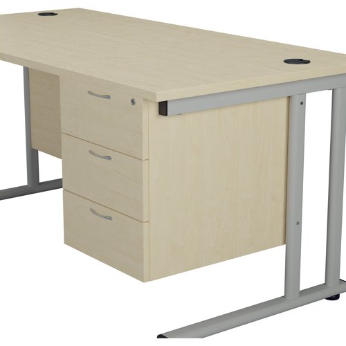 Offering a convenient and flexible place to store documents, papers and stationery, this fixed pedestal in Maple fits Jemini standard desking. The pedestal features 3 box drawers and measures W400 x D600 x H510mm.