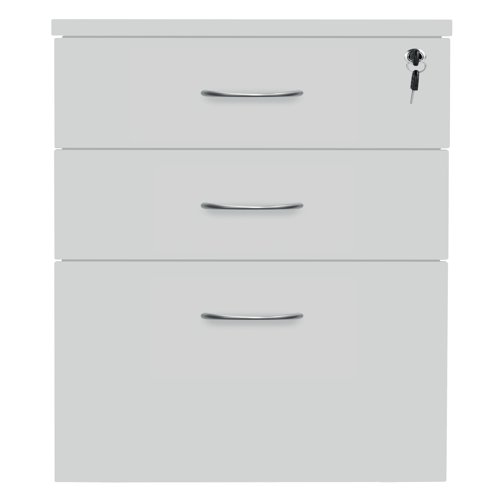 This Serrion Desk High Pedestal fits conveniently next to your desk, offering both storage and additional workspace. The pedestal accommodates both A4 and foolscap files, and provides further drawer space for stationery and other supplies. Finished in white, the pedestal measures W434 x D600 x H730mm.