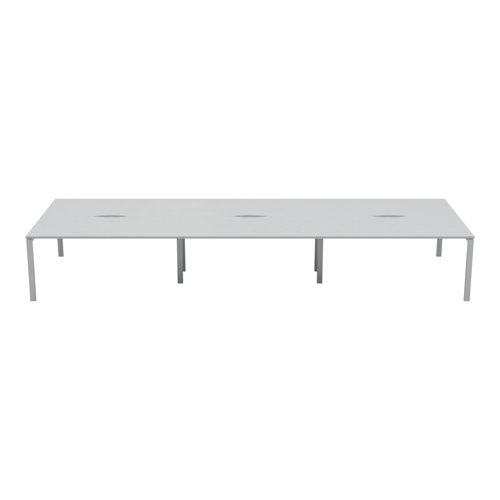 Jemini 6 Person Bench Desk 3600x1600x730mm White/White KF808817 - KF808817
