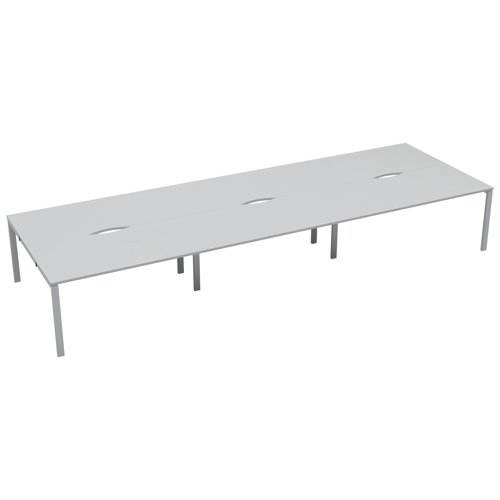 Jemini 6 Person Bench Desk 3600x1600x730mm White/White KF808817 - KF808817