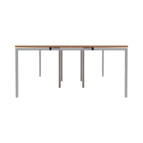 The Jemini Bench System Desking is ideal for offices where space is at a premium. Each bench desk has a tubular steel leg construction with an MFC finish floating top effect. The scalloped desktops allow for easy access to cables. Each bench desk measures 4200x1600x730mm.