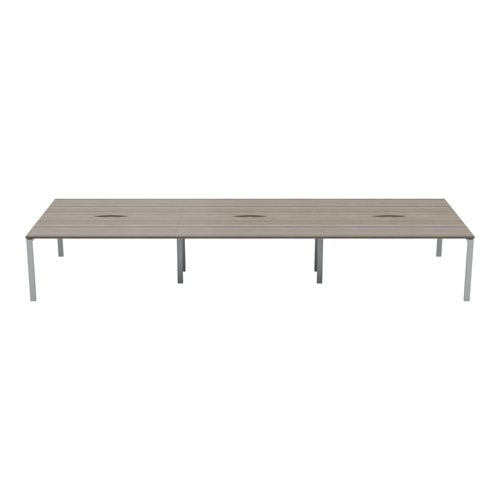 Jemini 6 Person Bench Desk 4200x1600x730mm Grey Oak/White KF809159 - KF809159