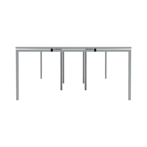The Jemini Bench System Desking is ideal for offices where space is at a premium. Each bench desk has a tubular steel leg construction with an MFC finish floating top effect. The scalloped desktops allow for easy access to cables. Each bench desk measures 4800x1600x730mm.