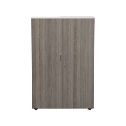 This Jemini Switch Cupboard provides a convenient storage solution for organised office filing. Complete with three shelves, this cupboard is suitable for filing and storing lever arch and box files and includes two lockable doors. The cupboard measures W800 x D450 x H1200mm and comes in a white finish and grey oak doors to complement the Jemini furniture range.