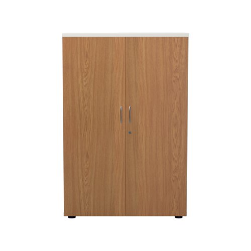 This Jemini Switch Cupboard provides a convenient storage solution for organised office filing. Complete with three shelves, this cupboard is suitable for filing and storing lever arch and box files and includes two lockable doors. The cupboard measures W800 x D450 x H1200mm and comes in a white finish and nova oak doors to complement the Jemini furniture range.