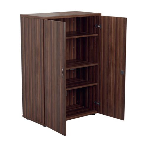 This Jemini Cupboard provides a convenient storage solution for organised office filing. Complete with four shelves, this cupboard is suitable for filing and storing lever arch and box files. The cupboard measures 800x450x1600mm and comes in a dark walnut finish to complement the Jemini furniture range.
