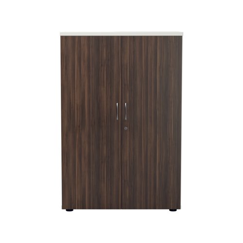 This Jemini Switch Cupboard provides a convenient storage solution for organised office filing. Complete with four shelves, this cupboard is suitable for filing and storing lever arch and box files. The cupboard measures 800x450x1600mm and comes in a white finish with dark walnut doors to complement the Jemini furniture range.
