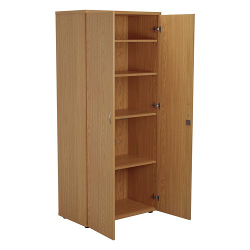 This Jemini Cupboard provides a convenient storage solution for organised office filing. Complete with four shelves, this cupboard is suitable for filing and storing lever arch and box files. The cupboard measures W800 x D450 x H1800mm and comes in a nova oak finish to complement the Jemini furniture range.