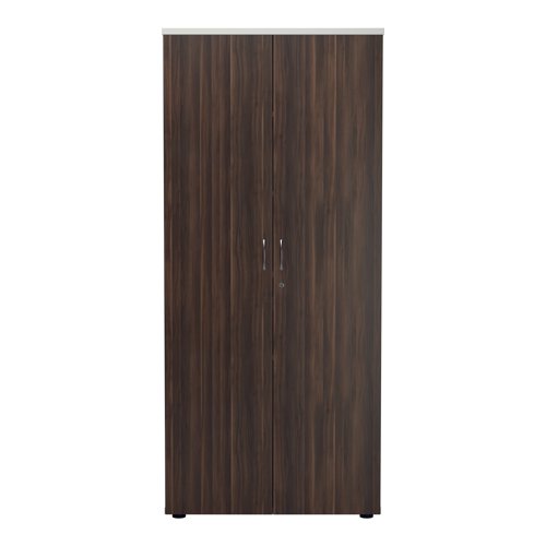 Jemini Wooden Cupboard 800x450x1800mm White/Dark Walnut KF810711 KF810711