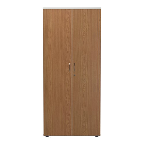 Jemini Wooden Cupboard 800x450x1800mm White/Nova Oak KF810971 - VOW - KF810971 - McArdle Computer and Office Supplies