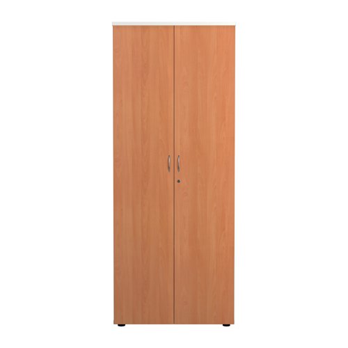 This Jemini Cupboard provides a convenient storage solution for organised office filing. Complete with four shelves, this cupboard is suitable for filing and storing lever arch and box files. The cupboard measures W800 x D450 x H2000mm and comes in a white finish with beech doors to complement the Jemini furniture range.