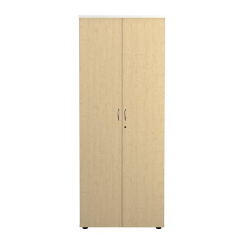 Jemini Wooden Cupboard 800x450x2000mm White/Maple KF811138 - KF811138