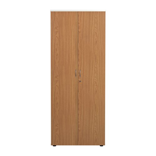 Jemini Wooden Cupboard 800x450x2000mm White/Nova Oak KF811145 - VOW - KF811145 - McArdle Computer and Office Supplies