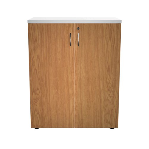 Jemini Wooden Cupboard 800x450x730mm White/Nova Oak KF811312 - VOW - KF811312 - McArdle Computer and Office Supplies