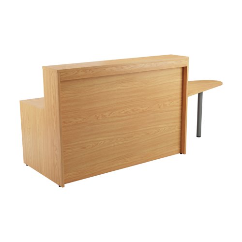KF816295 | With clean and elegant lines, this Jemini Reception Unit is ideal for use in a variety of reception areas. The modular design features a built-in modesty board as standard, as well as a sturdy 25mm thick desktop. The extension unit allows extra desk space or to allow access for wheelchair users. This reception unit is finished in Nova Oak.