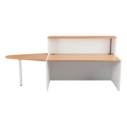 Jemini Reception Unit with Extension 1400x800x740mm Beech/White KF816364 - VOW - KF816364 - McArdle Computer and Office Supplies