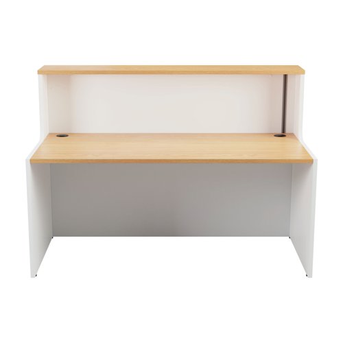 With clean and elegant lines, this Jemini Reception Unit is ideal for use in a variety of reception areas. The modular design features a built-in modesty board as standard, as well as a sturdy 25mm thick desktop. This reception unit measures W1600 x D800 x H740mm and features a white base with a top finished in Nova Oak.