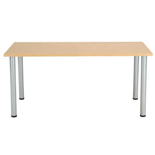 This Jemini Rectangular Meeting Table is ideal for use in meeting, training rooms and breakout areas. Combine with other tables in the range to form a configuration that suits you. The desk features four tubular metal legs with a 25mm thick MFC desktop finished in Nova Oak. Ideal for meeting rooms, breakout areas, canteens and more. This table measures 1600x800x730mm.