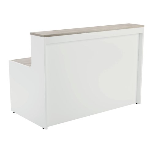 Jemini Reception Unit 1400x800x740mm Grey Oak/White KF818374 - VOW - KF818374 - McArdle Computer and Office Supplies