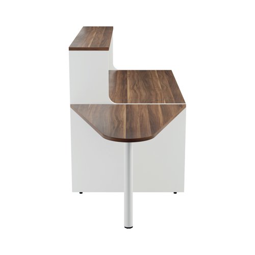 Jemini Reception Unit with Extension 1400x800x740mm Dark Walnut/White KF818398 - VOW - KF818398 - McArdle Computer and Office Supplies