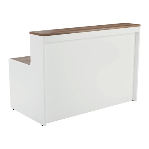 With clean and elegant lines, this Jemini Reception Unit is ideal for use in a variety of reception areas. The modular design features a built-in modesty board as standard, as well as a sturdy 25mm thick desktop. This reception unit measures W1600 x D800 x H740mm and has a white base with a top finished in Dark Walnut.