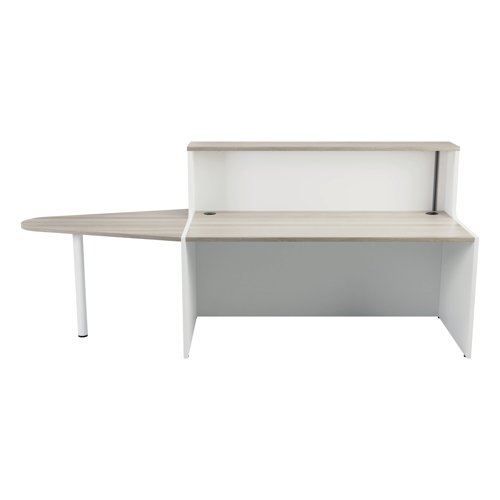 Jemini Reception Unit with Extension 1600x800x740mm Grey Oak/White KF818467 - VOW - KF818467 - McArdle Computer and Office Supplies