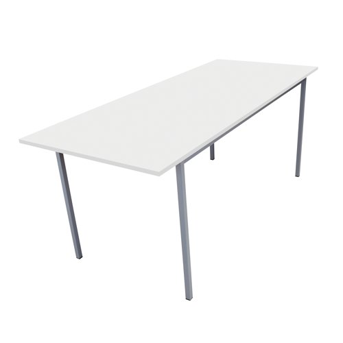Set up your office space in a configuration to suit you with this Serrion Rectangular Table. The Table features an 18mm thick table top, Silver frame and height adjustable feet up to 10mm. This Table is 1800mm wide and 730mm high, and comes finished in White.