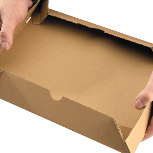 SO10409 | This easy to assemble mailing carton provides protection for documents, catalogues and bulkier items up to A4 in size. The carton comes complete with lid for simple securing of your package for transit. Constructed from 65% recycled cardboard, this brown carton measures 305x215x50mm and comes in a pack of 10.
