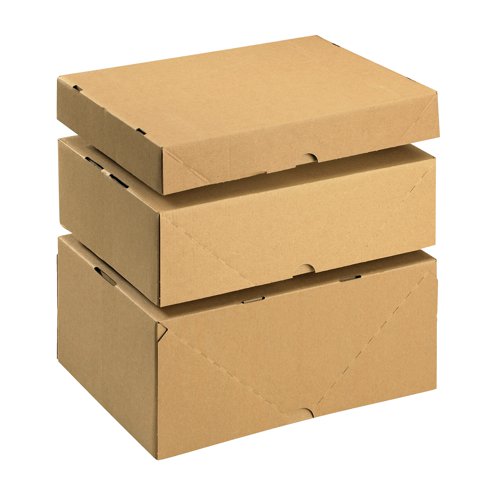 SO10409 | This easy to assemble mailing carton provides protection for documents, catalogues and bulkier items up to A4 in size. The carton comes complete with lid for simple securing of your package for transit. Constructed from 65% recycled cardboard, this brown carton measures 305x215x50mm and comes in a pack of 10.