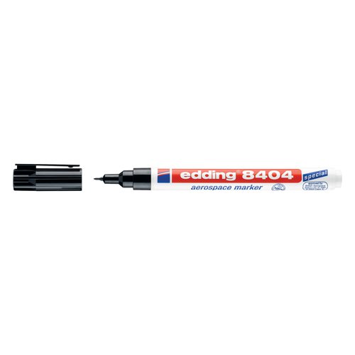 This Edding 8404 permanent marker features ink that is tested and approved by British Aerospace (BAE ABP-9-3323 class A) and is ideal for labelling and marking components. The low odour ink is lightfast, waterproof, low corrosion and resistant to many solvents and varnishes. The marker has an ultra fine tip for a 0.75mm line width and can be used on a variety of surfaces, including glass, metal, wood and plastic. This pack contains 10 black markers.