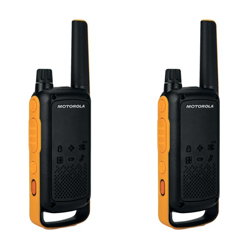 MR00718 | Combining durability with excellent range, the Motorola T82 Extreme helps keep you connected when on the roughest of treks. Boasting an impressive range of up to 10km and an IPx4 weatherproof rating, these two-way radios are a great addition to your hiking, biking, climbing or even skiing adventures. Easily paired up for convenient group calling, the T82 Extreme features a hidden display interface for easier calling and an LED torch- making it an ideal companion for your next expedition. Thanks to dual charging, these walkie-talkies are easy to keep powered up, either with standard AA batteries or the included rechargeable NiMH batteries, which are USB charged. The T82 Twin Pack includes two radios.