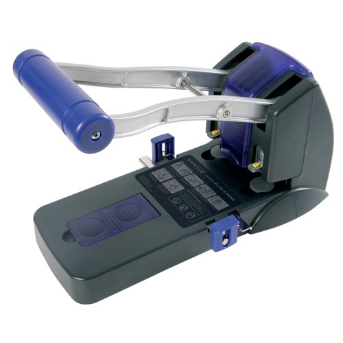 The Rapesco ECO P2200 is a heavy duty 2 hole power punch that can punch up to 150 sheets of 80gsm paper with an ergonomic extended handle. All metal working parts provide long lasting durability and the punch features an adjustable paper guide for precision. The design features replaceable punching boards and cutters for extended economy - when they wear out, simply replace and continue punching.