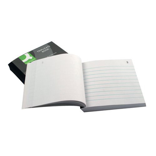 KF04097 | Great for creating quick and clear copies of your messages, the Q-Connect Triplicate Book features 100 numbered sheets, making it easy to keep on top of your copies. Every sheet of paper is perforated, meaning that it is easy to remove it from the book and all pages feature a feint ruled line, ensuring that everything you write is as neat as possible. It comes with four sheets of carbon paper.
