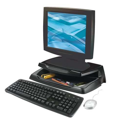Q-Connect Laptop and LCD Monitor Stand Black KF04553 Laptop / Monitor Risers KF04553