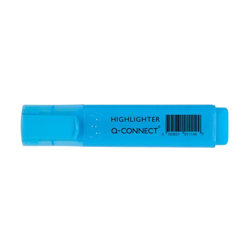 Mark important sections of documents with these vibrant Q-Connect Highlighters. The chisel tip allows for controlled and precise highlighting and underlining, and the ink is bright and fade-resistant for long lasting results. Ideal for revision and general office and home use, this pack contains 10 highlighter pens in fluorescent blue.
