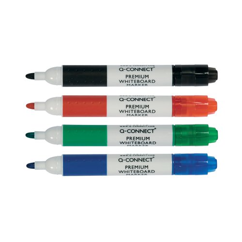 Q-Connect Premium Whiteboard Marker Bullet Tip Black (Pack of 10) KF26109 KF26109