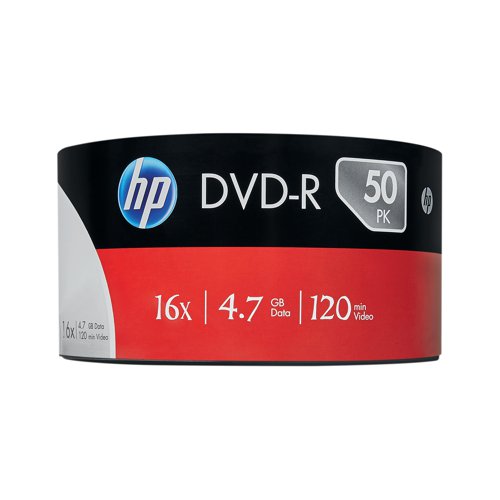 This pack of HP DVDs are perfect for burning videos or simply storing pictures and data. They are DVD-R format and have 16x write speed, with a storage capacity of 4.7GB- or around 120 minutes of video data. These non-rewritable DVDs are exceptional quality and supplied in a pack of 50 discs.
