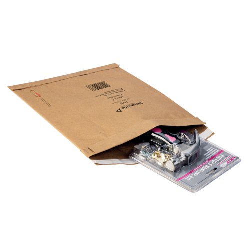 This Mail Lite padded postal bag is tough, reusable, 100% recyclable and made from 100% recycled content. Ideal for mailing delicate or fragile items, the bag also features a simple, secure peel and seal closure and a convenient easy open tear strip. This D/1 bag measures 181 x 273mm. This pack contains 100 brown postal bags.