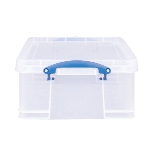 Keep files and documents neatly stored away in this 18 Litre Plastic Storage Box from Really Useful. With 18L of capacity, the interior provides room for 93 CDs or 44 DVDs. The clear sides let you see contents at-a-glance for efficient organisation, and provide sturdy protection from the elements and vermin. The design is stackable as well for space-saving storage, and features handles for easy carrying.
