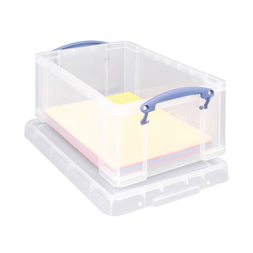 Constructed of clear plastic that provides easy identification of the box contents, this 9L box is great for heavy files and documents. The matching lid is ideal for long-term archival storage, protecting the contents from wear and tear. There are also two handles, which are used to clip the lid securely in place or for use for easy carrying.
