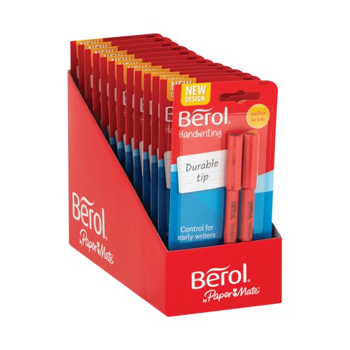 Ideal for children practicing handwriting at home, or at school, this Berol handwriting pen contains smooth flowing, washable black ink. The pen features a durable plastic tip, which writes a broad 0.7mm line width. This pack contains 12 blister cards with 2 pens per card (24 pens in total).